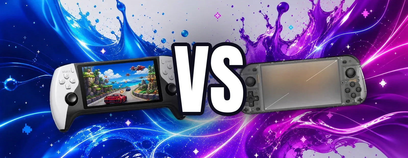 Miniature : comparatif de consoles rétrogaming portables, format manette.