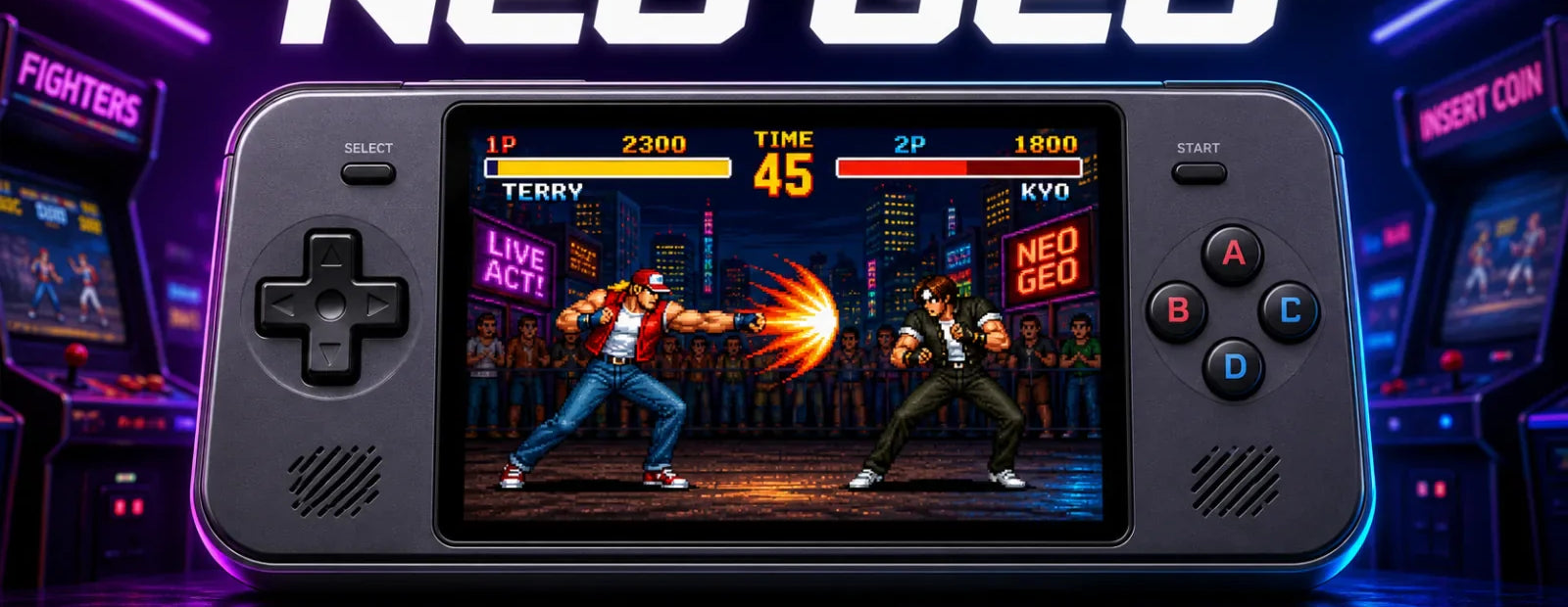 Neo Geo AES sur console portable rétrogaming - jeux Metal Slug Fatal Fury