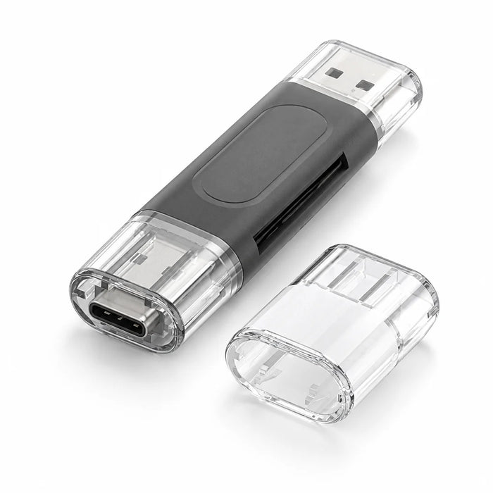 Lecteur de cartes 4-en-1 USB-C et USB-A avec son capuchon transparent
