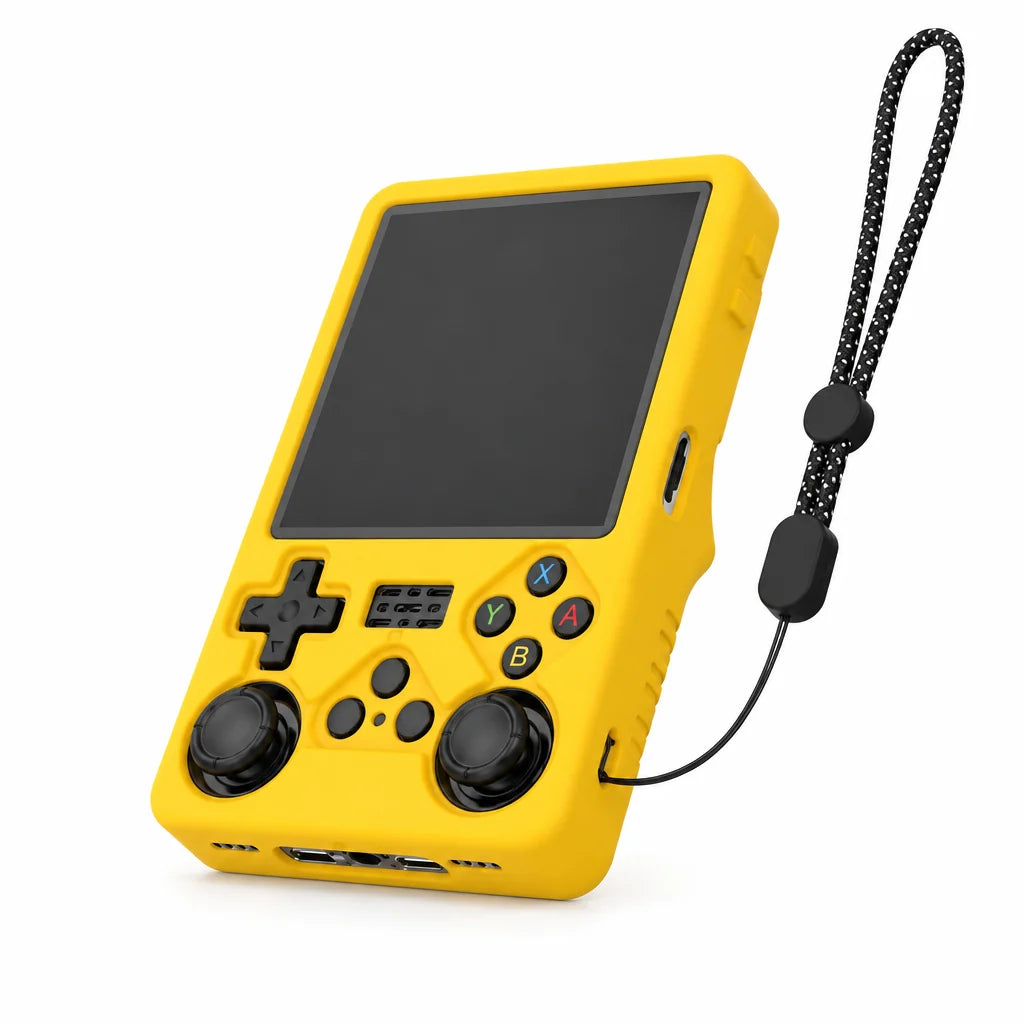 Coque silicone montée sur la console rétrogaming R36S Plus