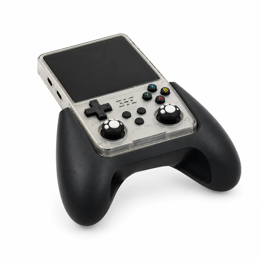 Coque TPU à grips montée sur la console rétrogaming R36S
