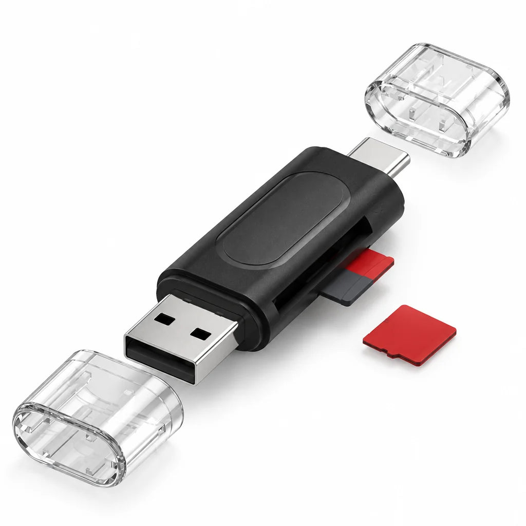 Lecteur de cartes avec une carte SD insérée et une carte microSD