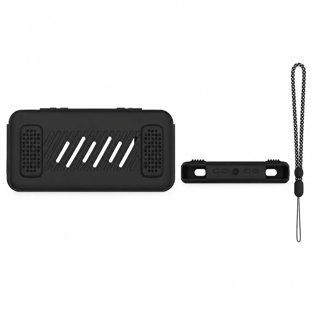 Dos et tranche de la coque silicone R36H : découpes des boutons et des ports