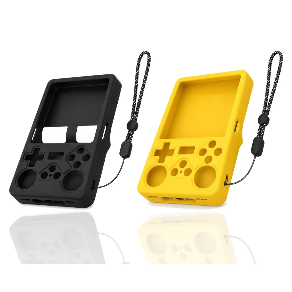 Les deux coloris de la coque silicone R36S Plus : noir et jaune