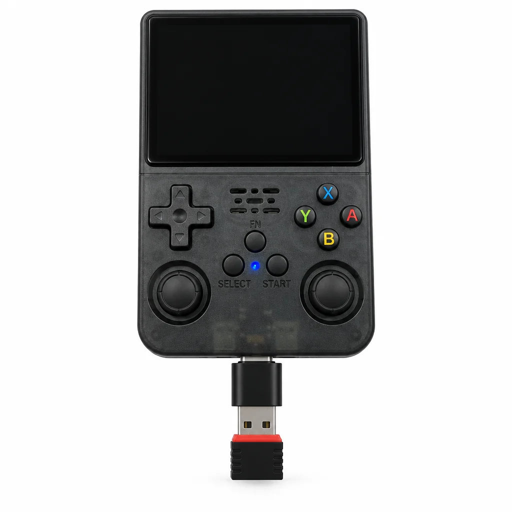 Dongle WiFi et adaptateur OTG branchés sur la console rétrogaming