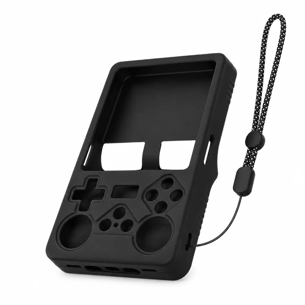 Coque silicone de protection pour console rétrogaming R36S Plus — coloris Noir