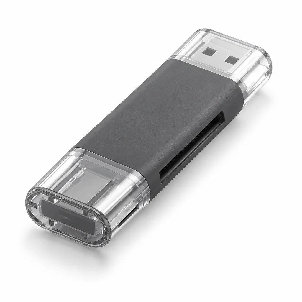 Lecteur de cartes SD et microSD 4-en-1 USB-C et USB-A — coloris Noir