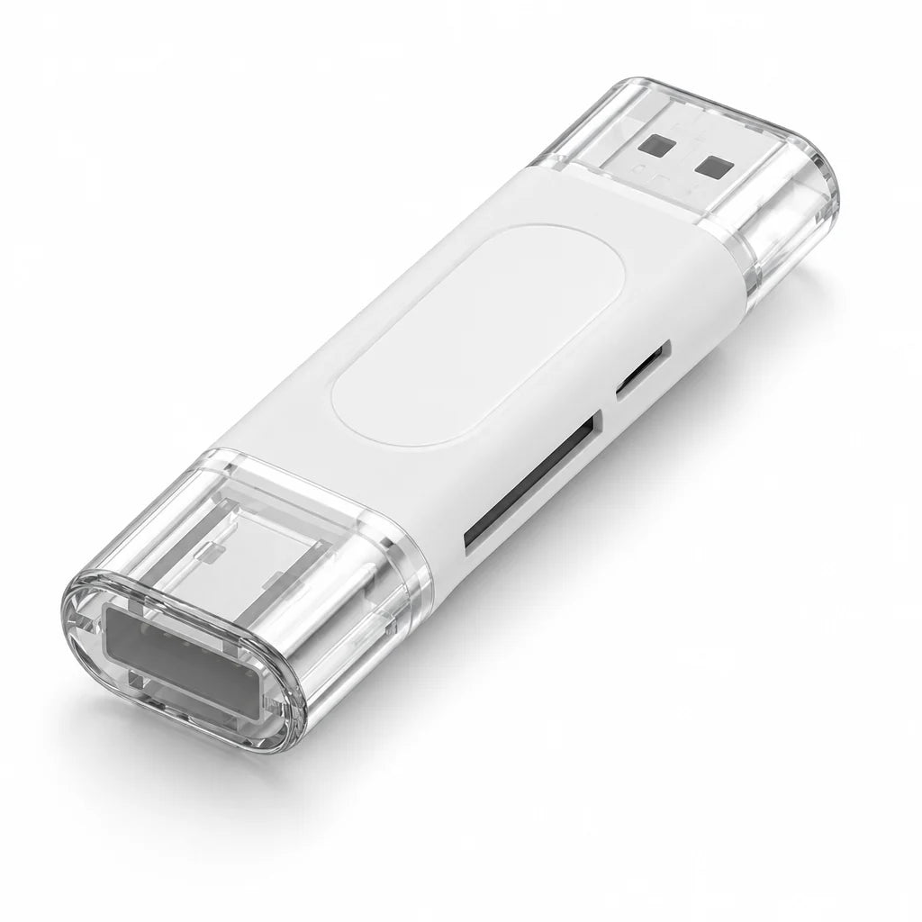 Lecteur de cartes SD et microSD 4-en-1 USB-C et USB-A — coloris Blanc
