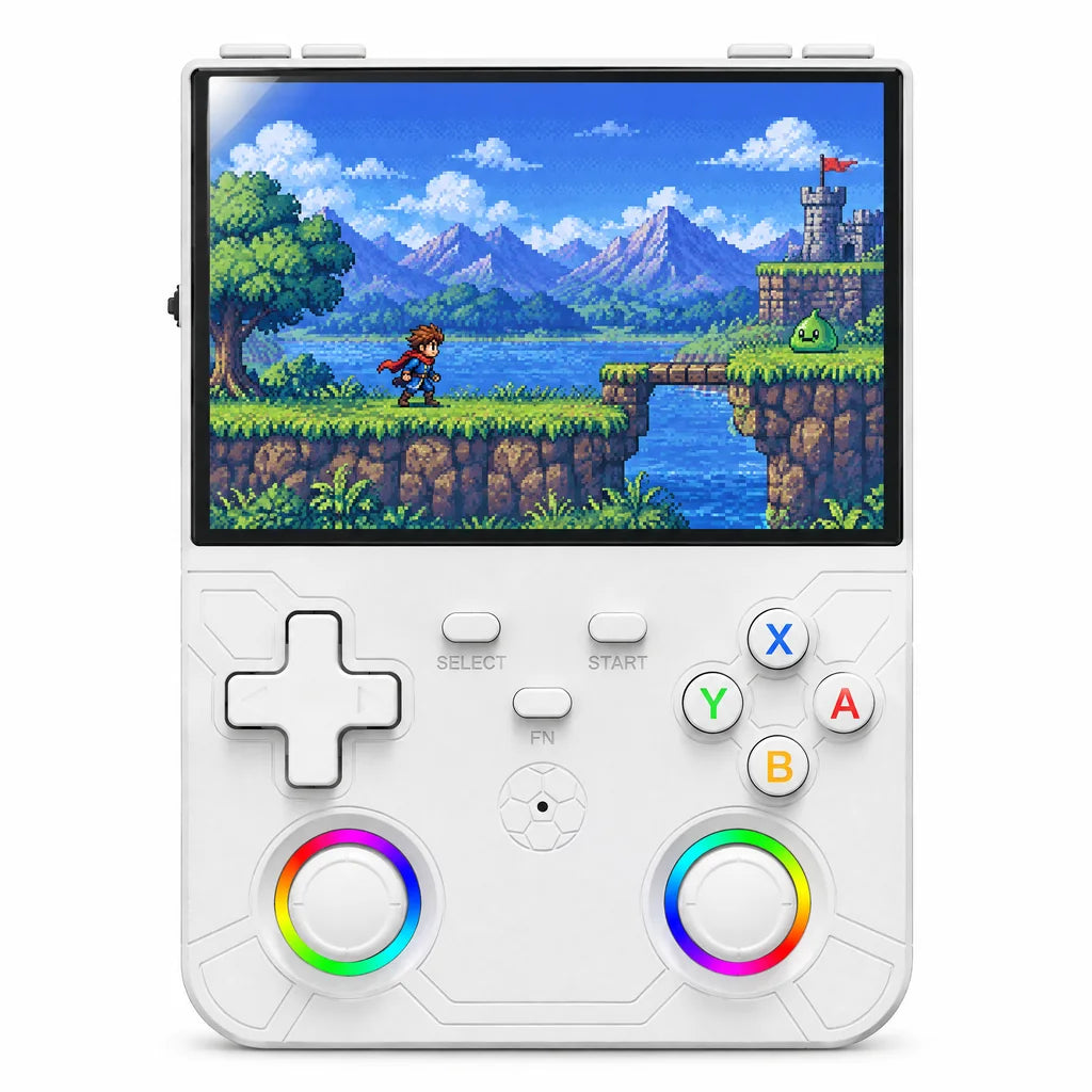 Console rétrogaming portable WiFi 4,5 pouces blanche sur fond blanc