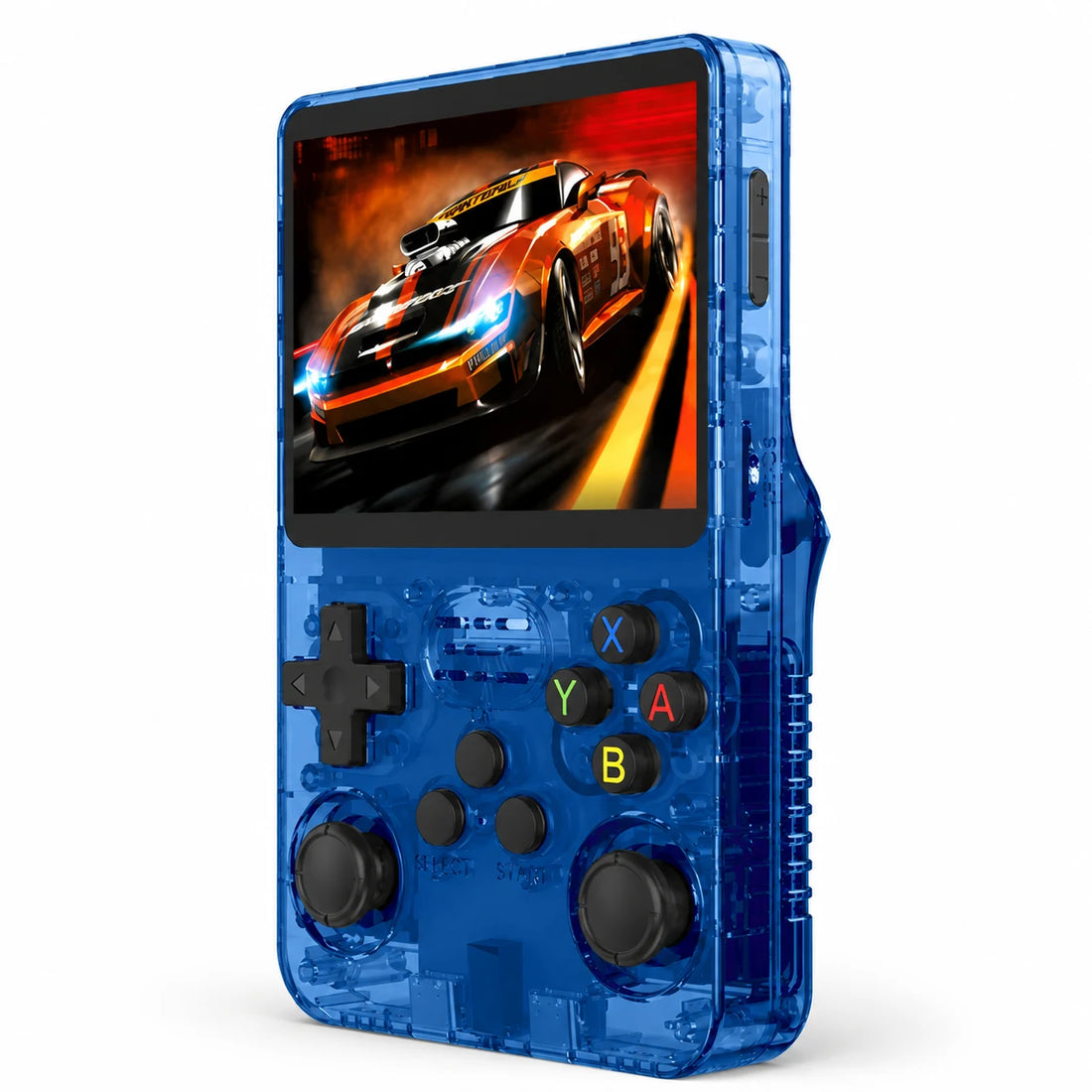 R36S 3.5-inch pocket retro console — Transparent blue